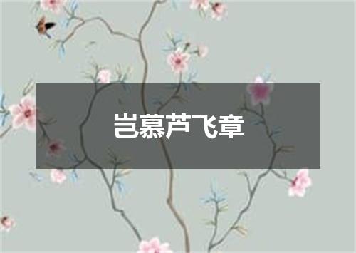 岂慕芦飞章