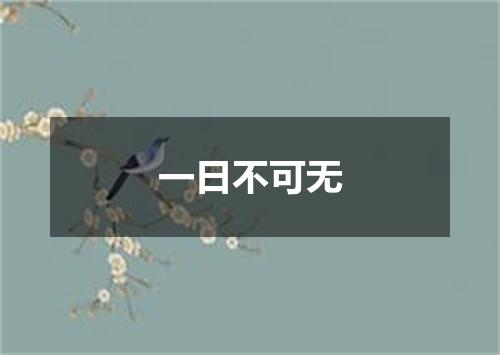 一日不可无