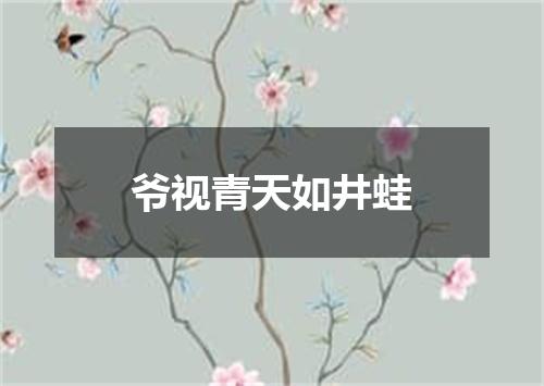 爷视青天如井蛙