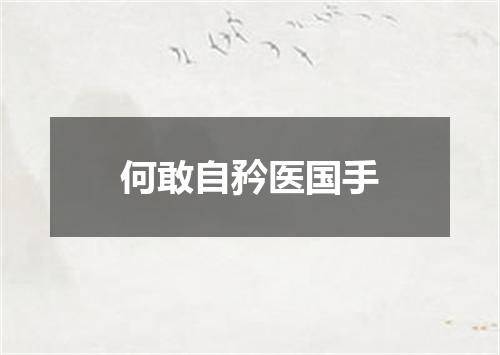 何敢自矜医国手