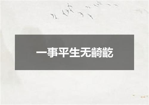 一事平生无齮齕