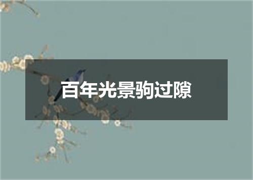 百年光景驹过隙