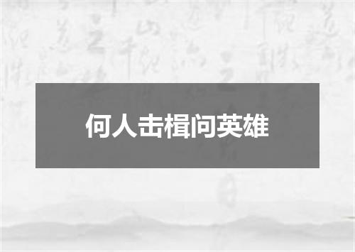 何人击楫问英雄