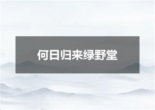 何日归来绿野堂