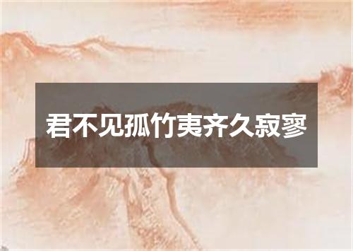 君不见孤竹夷齐久寂寥