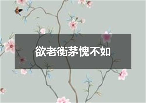 欲老衡茅愧不如