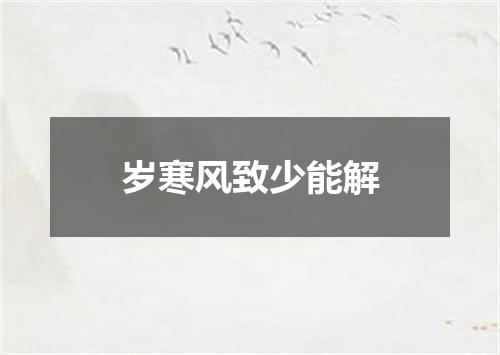 岁寒风致少能解
