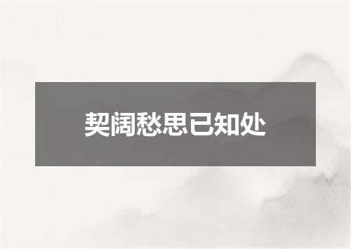 契阔愁思已知处