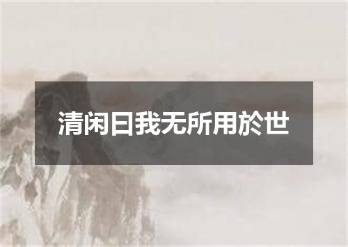 清闲曰我无所用於世