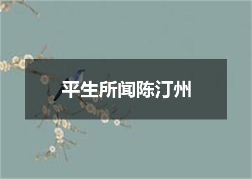 平生所闻陈汀州