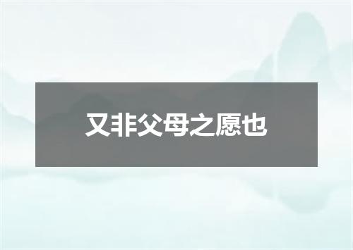 又非父母之愿也