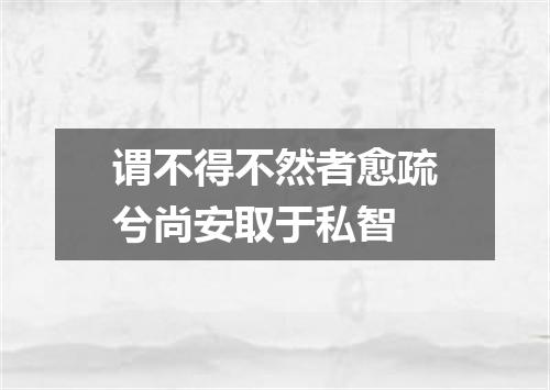 谓不得不然者愈疏兮尚安取于私智
