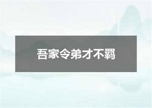 吾家令弟才不羁