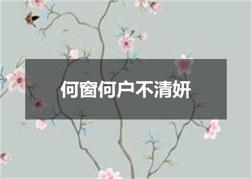 何窗何户不清妍