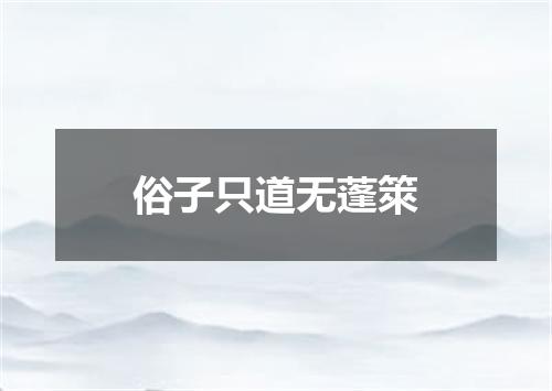 俗子只道无蓬箂