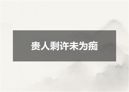 贵人剩许未为痴