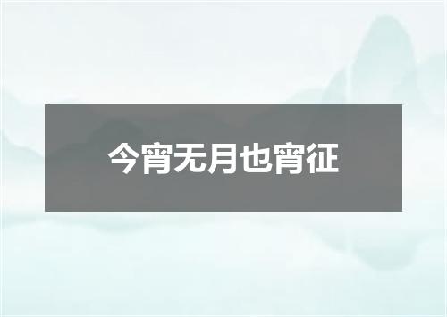 今宵无月也宵征