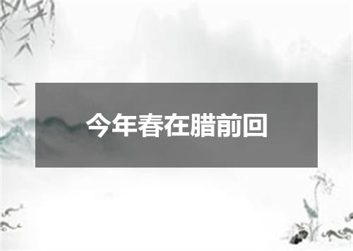 今年春在腊前回