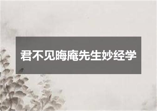 君不见晦庵先生妙经学