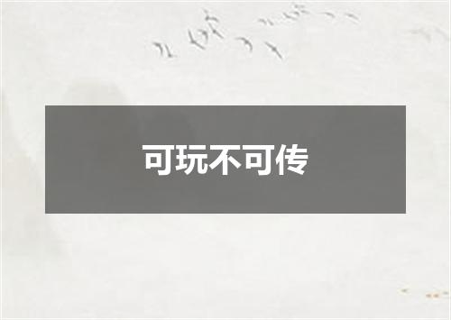 可玩不可传