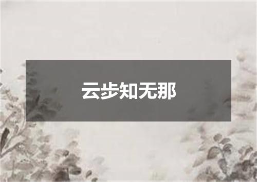 云步知无那