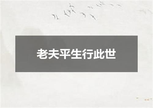 老夫平生行此世