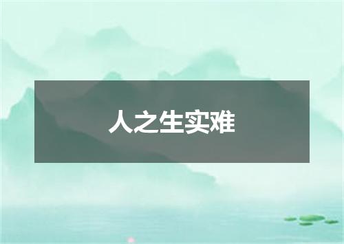 人之生实难