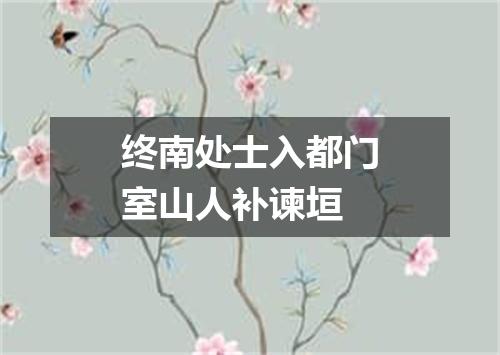 终南处士入都门室山人补谏垣