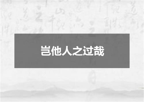 岂他人之过哉