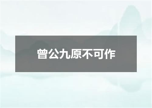 曾公九原不可作