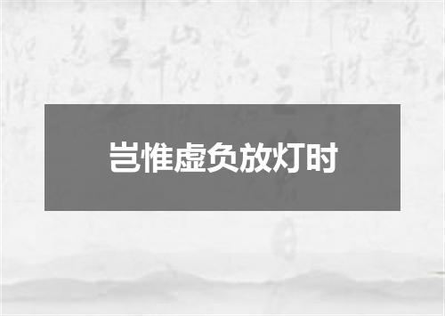 岂惟虚负放灯时