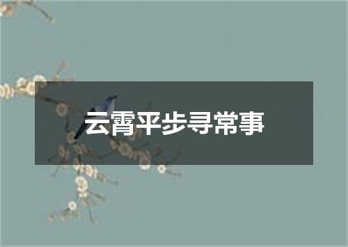 云霄平步寻常事