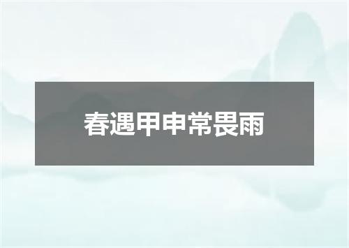 春遇甲申常畏雨