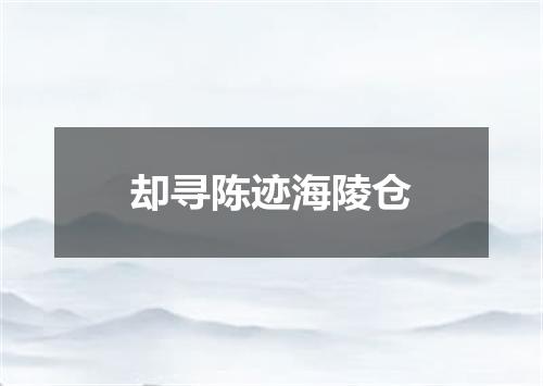 却寻陈迹海陵仓