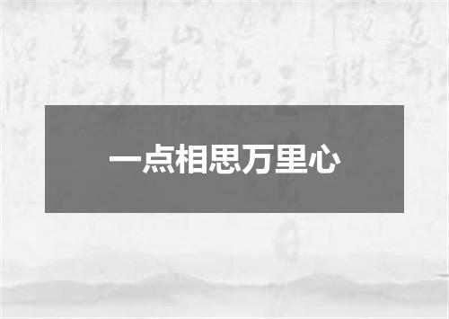 一点相思万里心