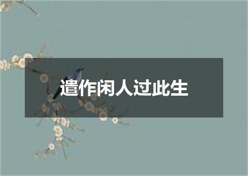 遣作闲人过此生