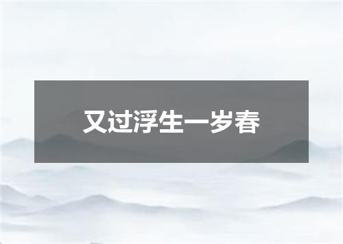又过浮生一岁春