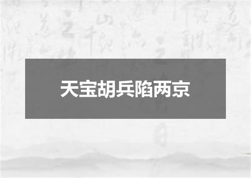天宝胡兵陷两京