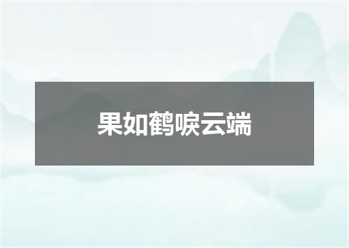 果如鹤唳云端