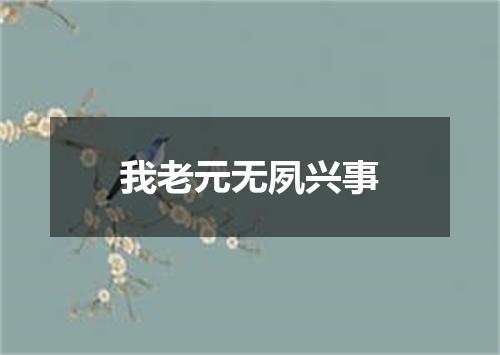 我老元无夙兴事