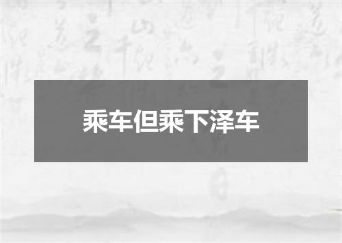 乘车但乘下泽车