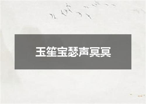 玉笙宝瑟声冥冥