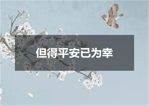 但得平安已为幸