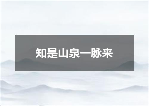 知是山泉一脉来