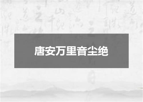 唐安万里音尘绝