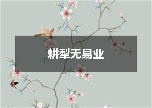 耕犁无易业