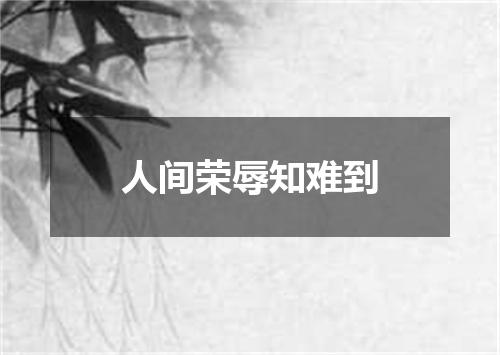 人间荣辱知难到