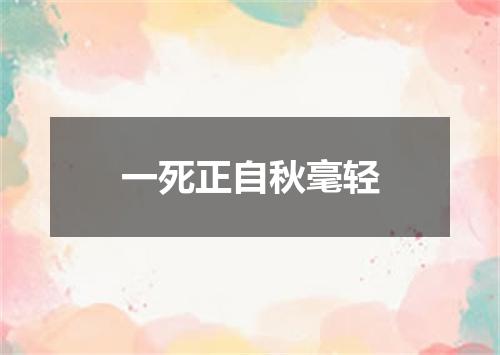 一死正自秋毫轻