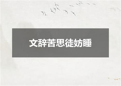 文辞苦思徒妨睡
