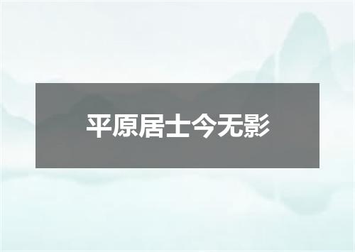 平原居士今无影